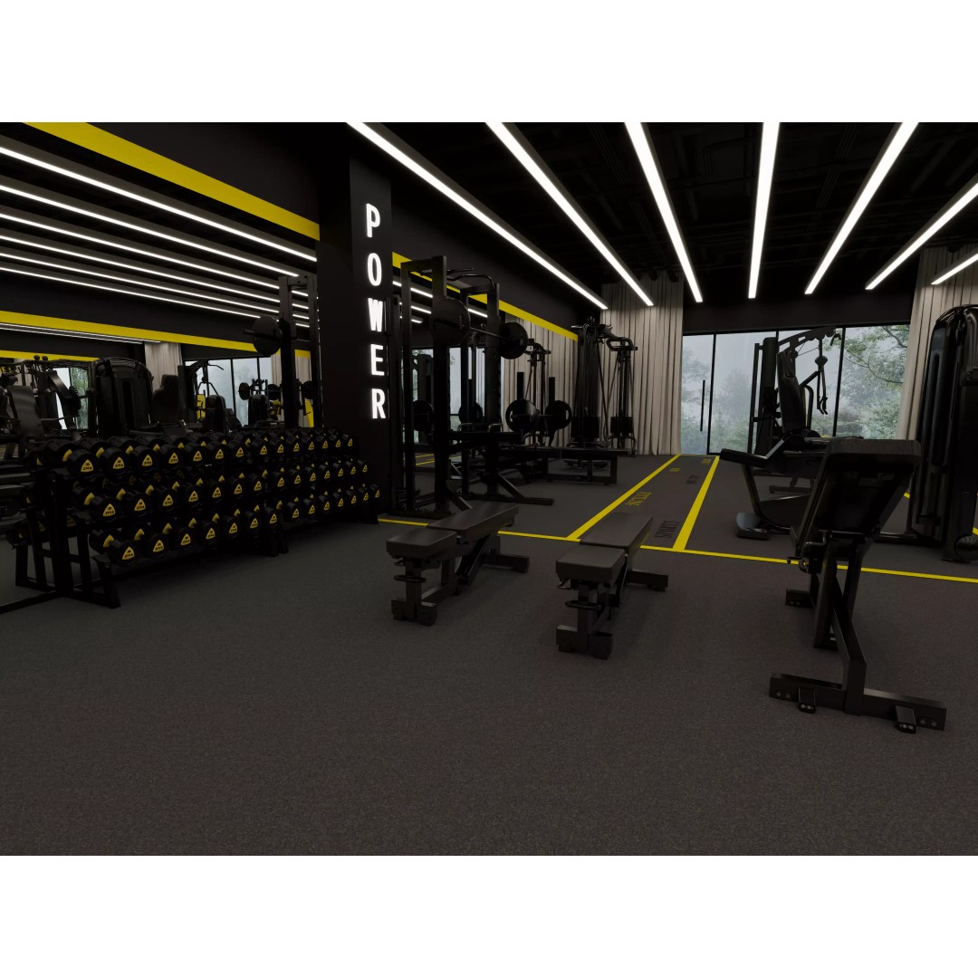 Fitness Center Gym 3D Model – Modern Industrial Interior, FBX, OBJ - View 6