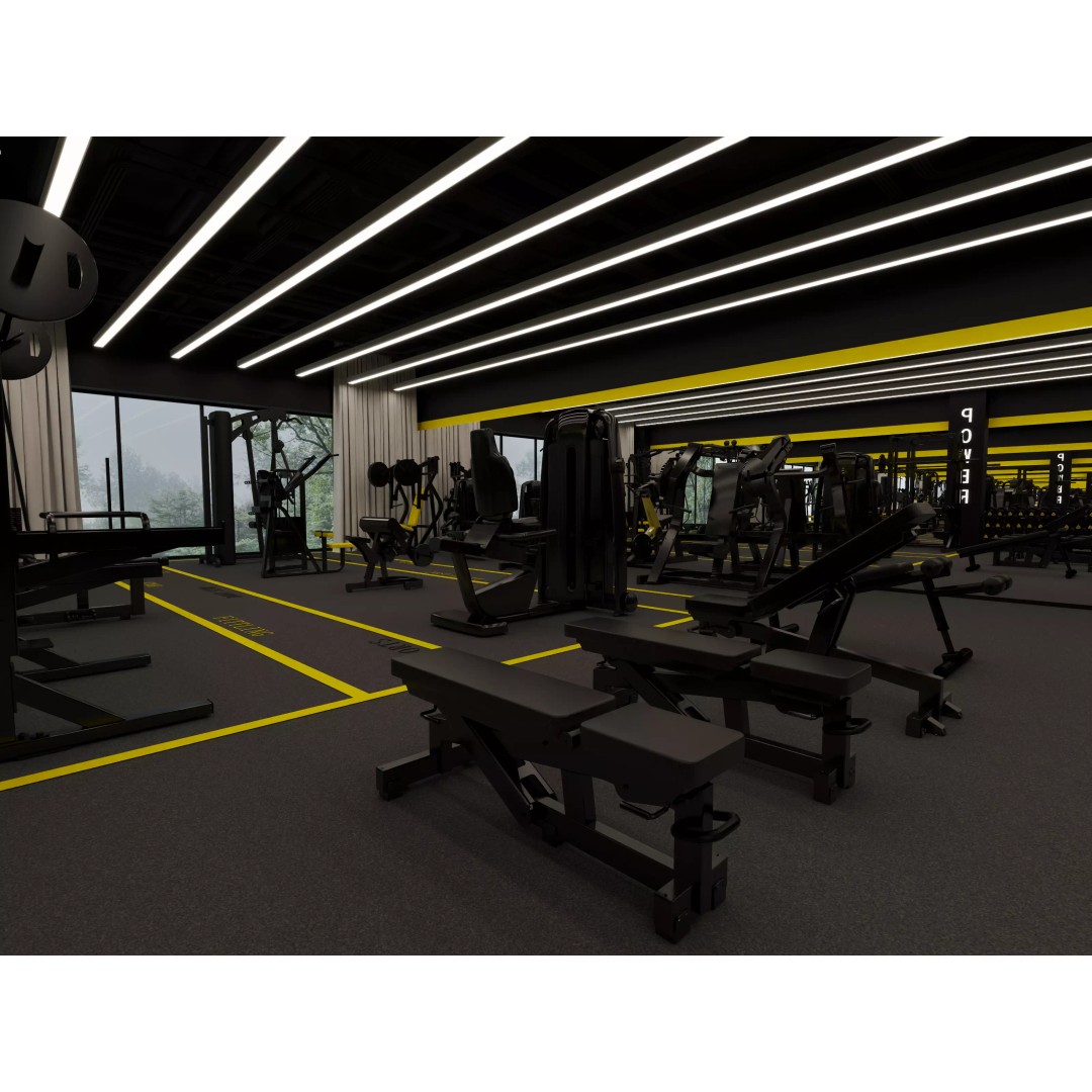 Fitness Center Gym 3D Model – Modern Industrial Interior, FBX, OBJ - View 7