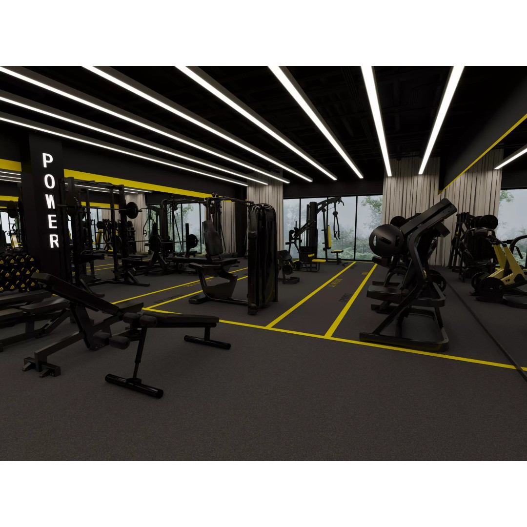Fitness Center Gym 3D Model – Modern Industrial Interior, FBX, OBJ - View 8