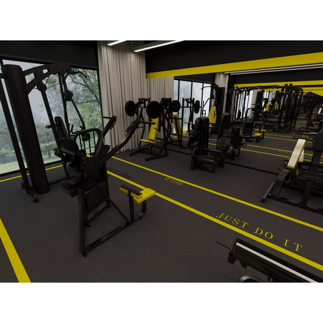 Fitness Center Gym 3D Model – Modern Industrial Interior, FBX, OBJ - View 9