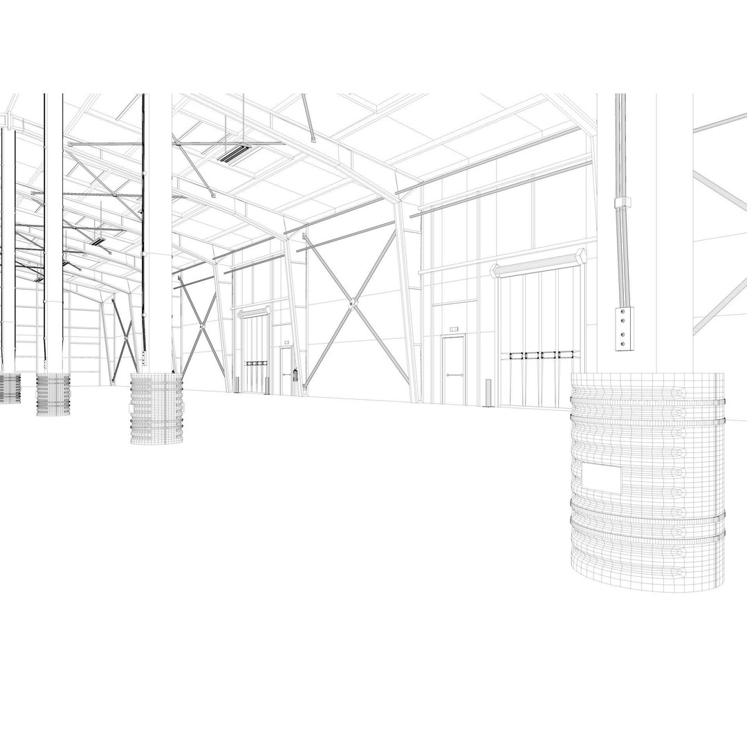 Warehouse 3D Model – High Poly Industrial Building, Cinema4D - View 17