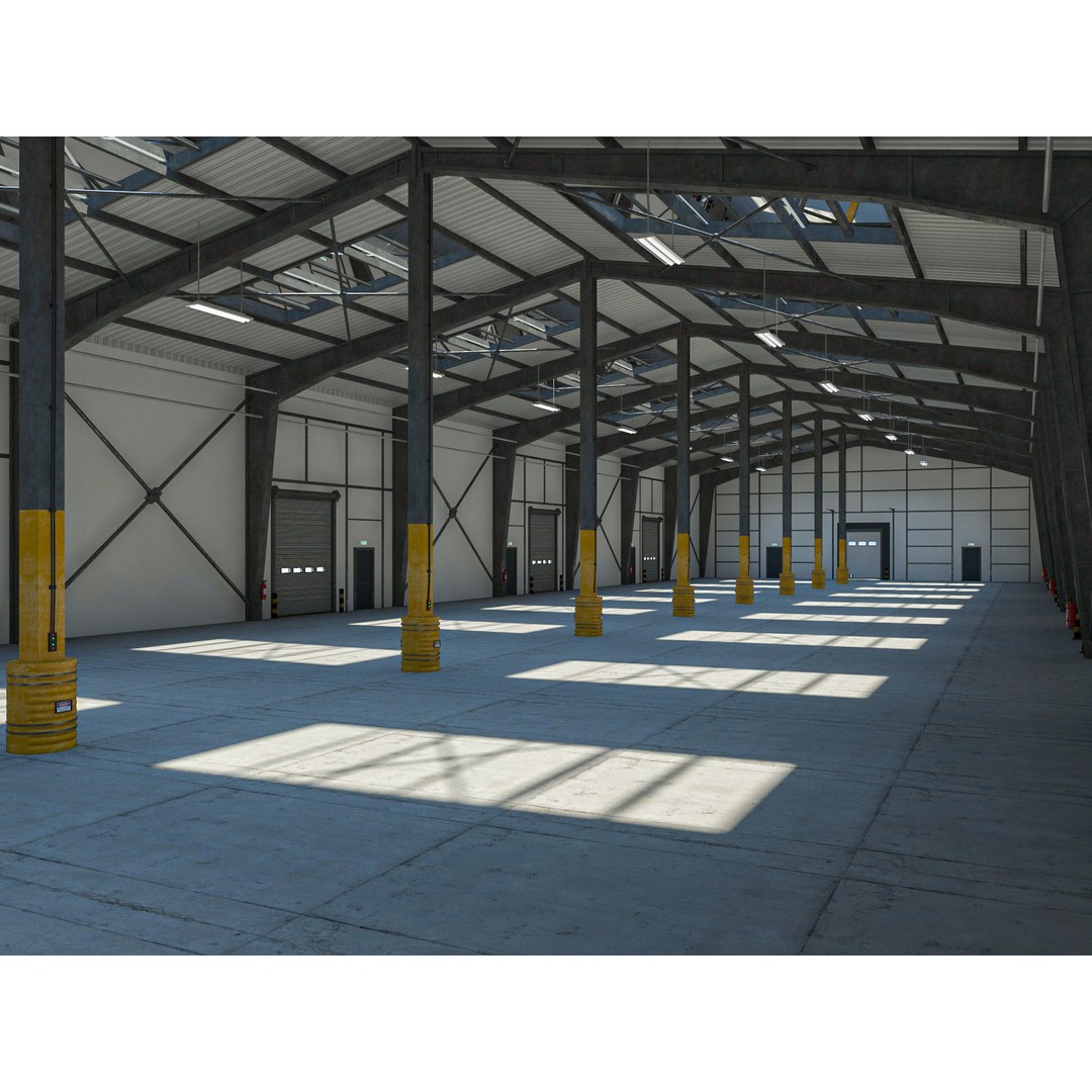 Warehouse 3D Model – High Poly Industrial Building, Cinema4D - View 3