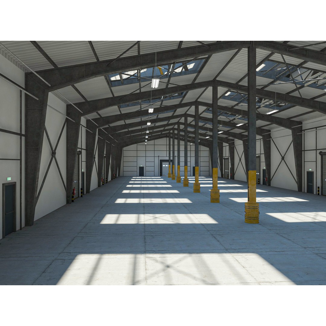 Warehouse 3D Model – High Poly Industrial Building, Cinema4D - View 4