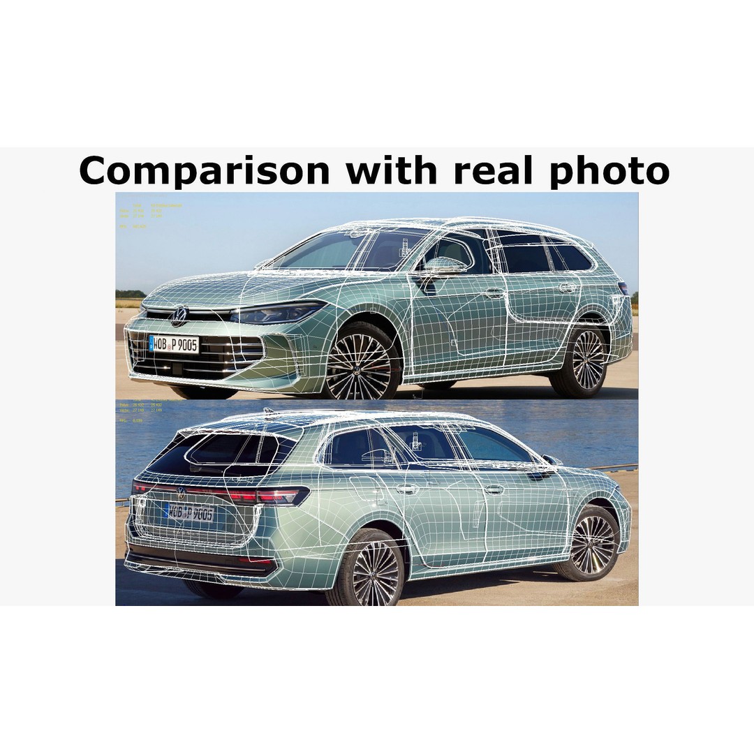 Volkswagen Passat Variant 2024 3D Model – Detailed Game-Ready Asset, FBX, OBJ - View 41