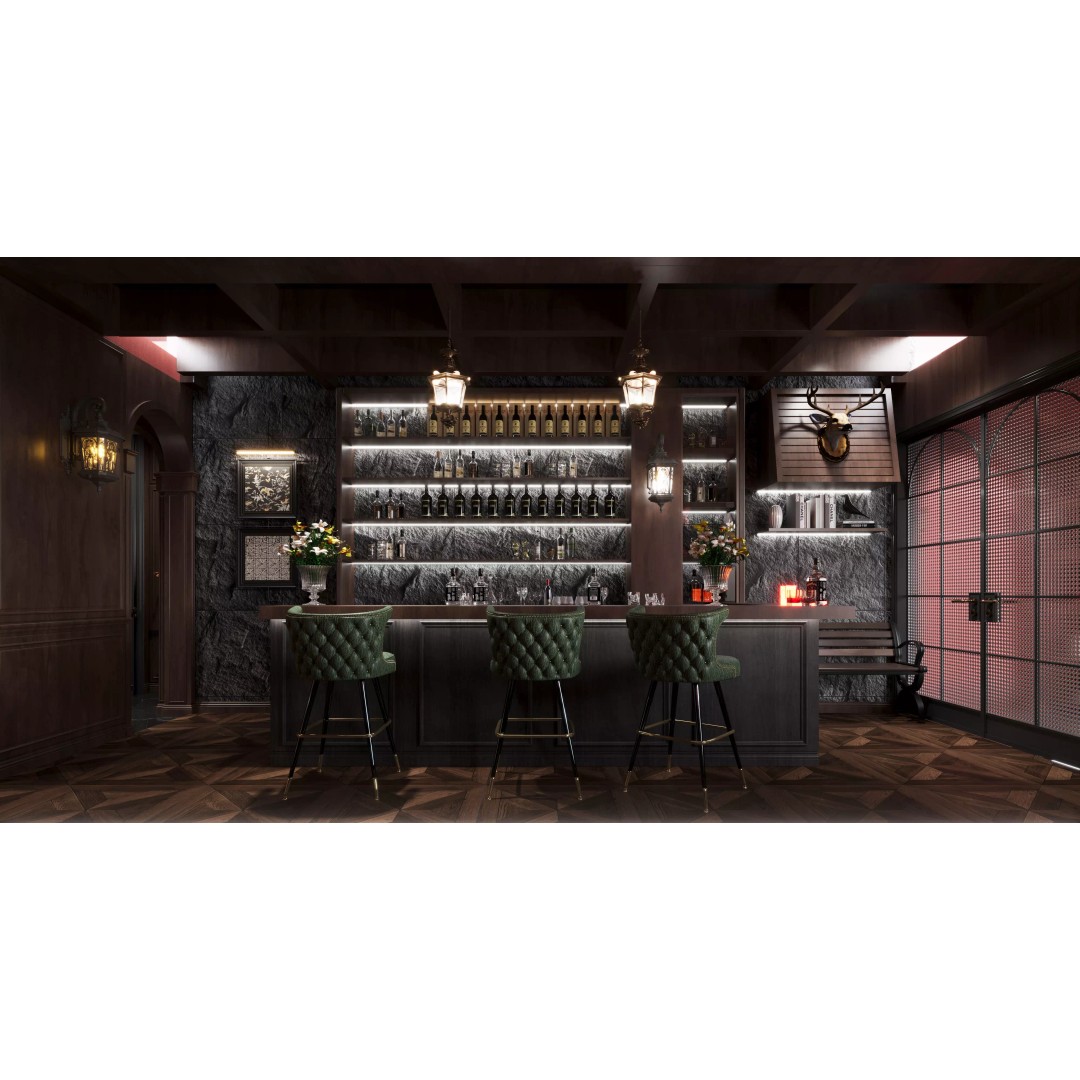 American Retro Lounge Bar 3D Model – Stylish Interior Asset, FBX - View 2
