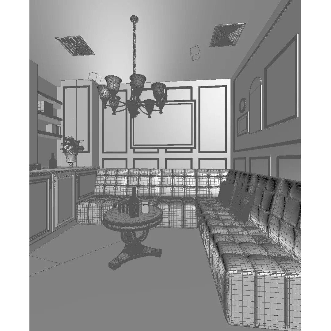 American Retro Lounge Bar 3D Model – Stylish Interior Asset, FBX - View 7
