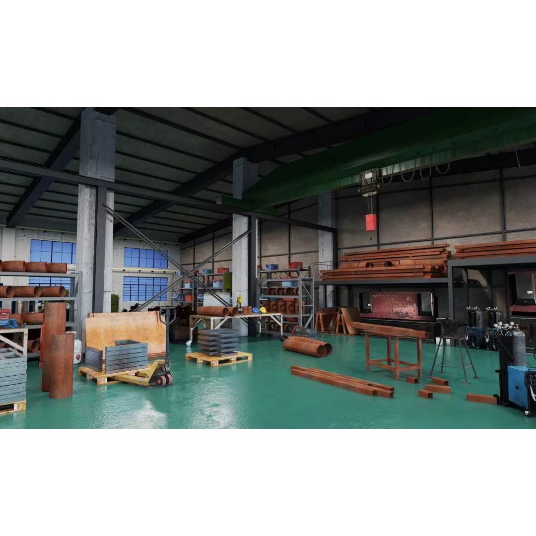 Industrial Workshop 3D Model – Game Ready Low-Poly Interior, FBX - View 11