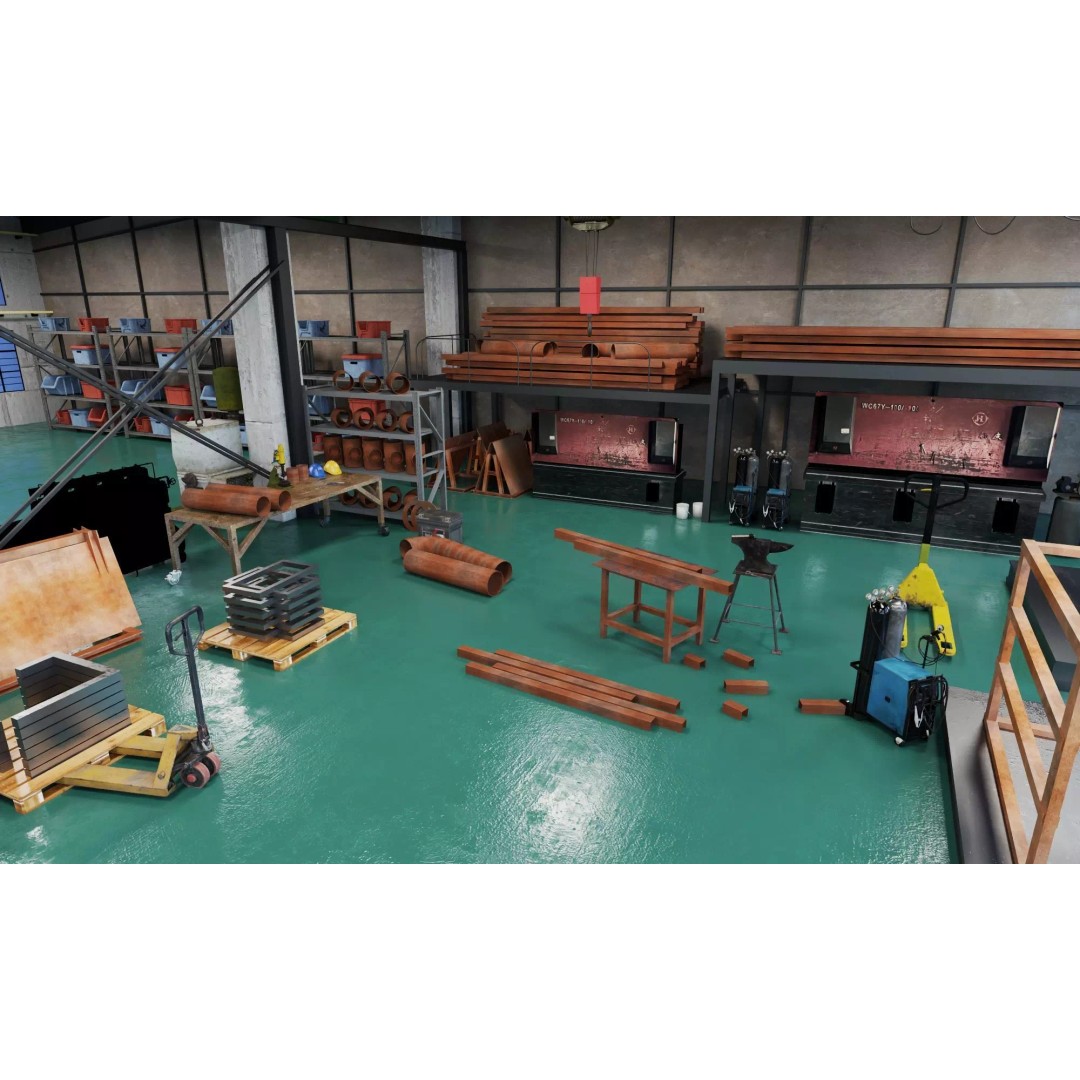 Industrial Workshop 3D Model – Game Ready Low-Poly Interior, FBX - View 13