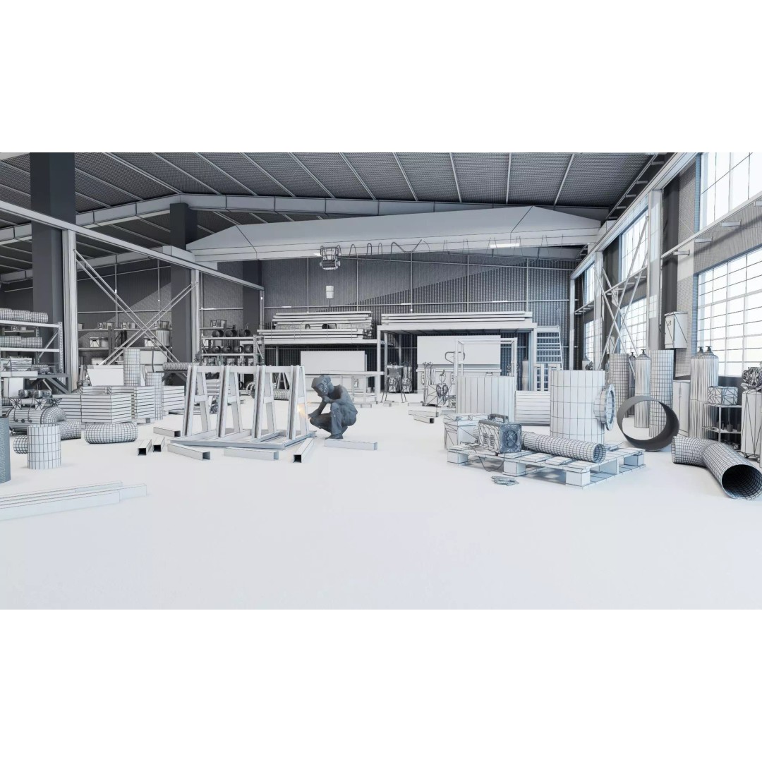 Industrial Workshop 3D Model – Game Ready Low-Poly Interior, FBX - View 15
