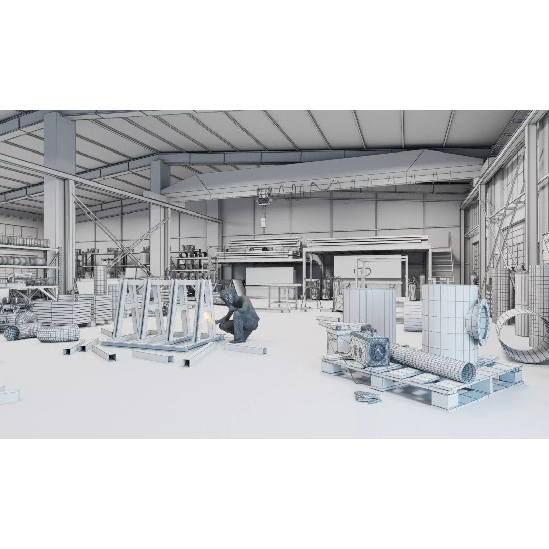 Industrial Workshop 3D Model – Game Ready Low-Poly Interior, FBX - View 16