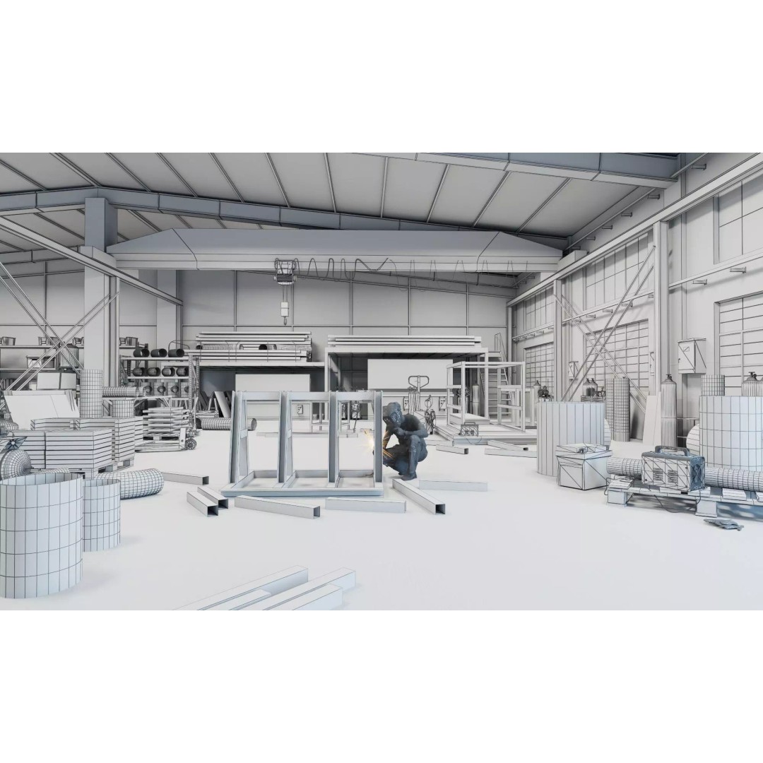 Industrial Workshop 3D Model – Game Ready Low-Poly Interior, FBX - View 17