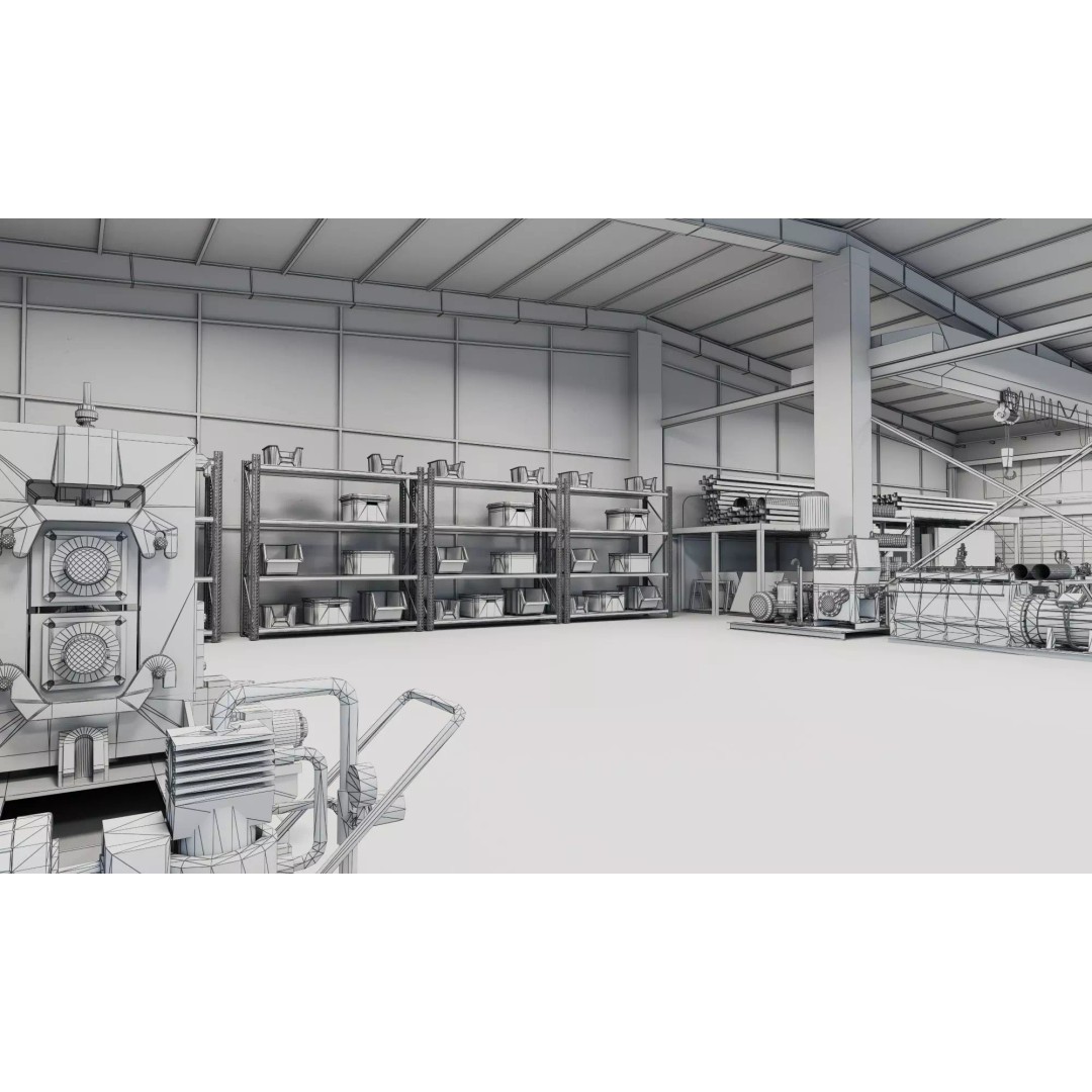 Industrial Workshop 3D Model – Game Ready Low-Poly Interior, FBX - View 19