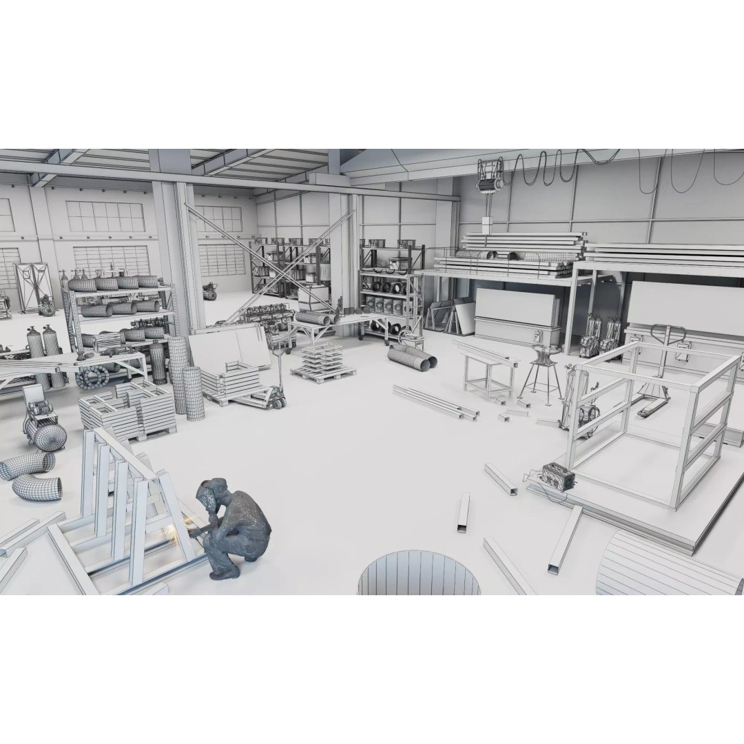 Industrial Workshop 3D Model – Game Ready Low-Poly Interior, FBX - View 22