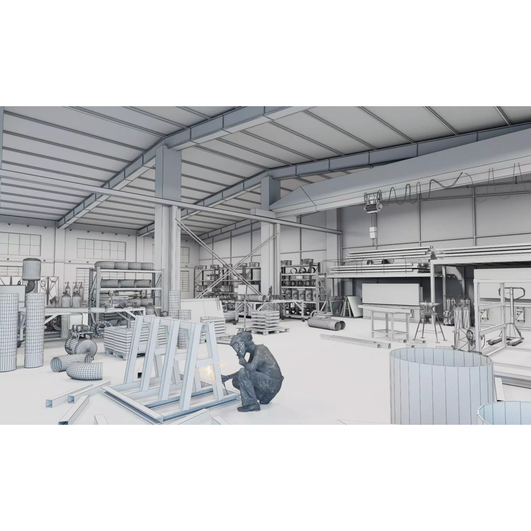 Industrial Workshop 3D Model – Game Ready Low-Poly Interior, FBX - View 23