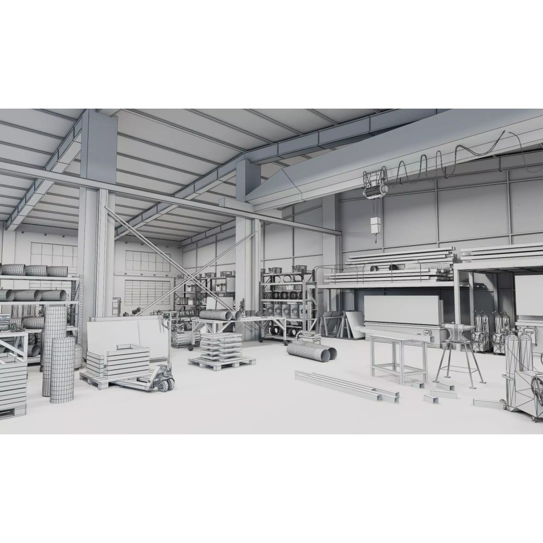 Industrial Workshop 3D Model – Game Ready Low-Poly Interior, FBX - View 24