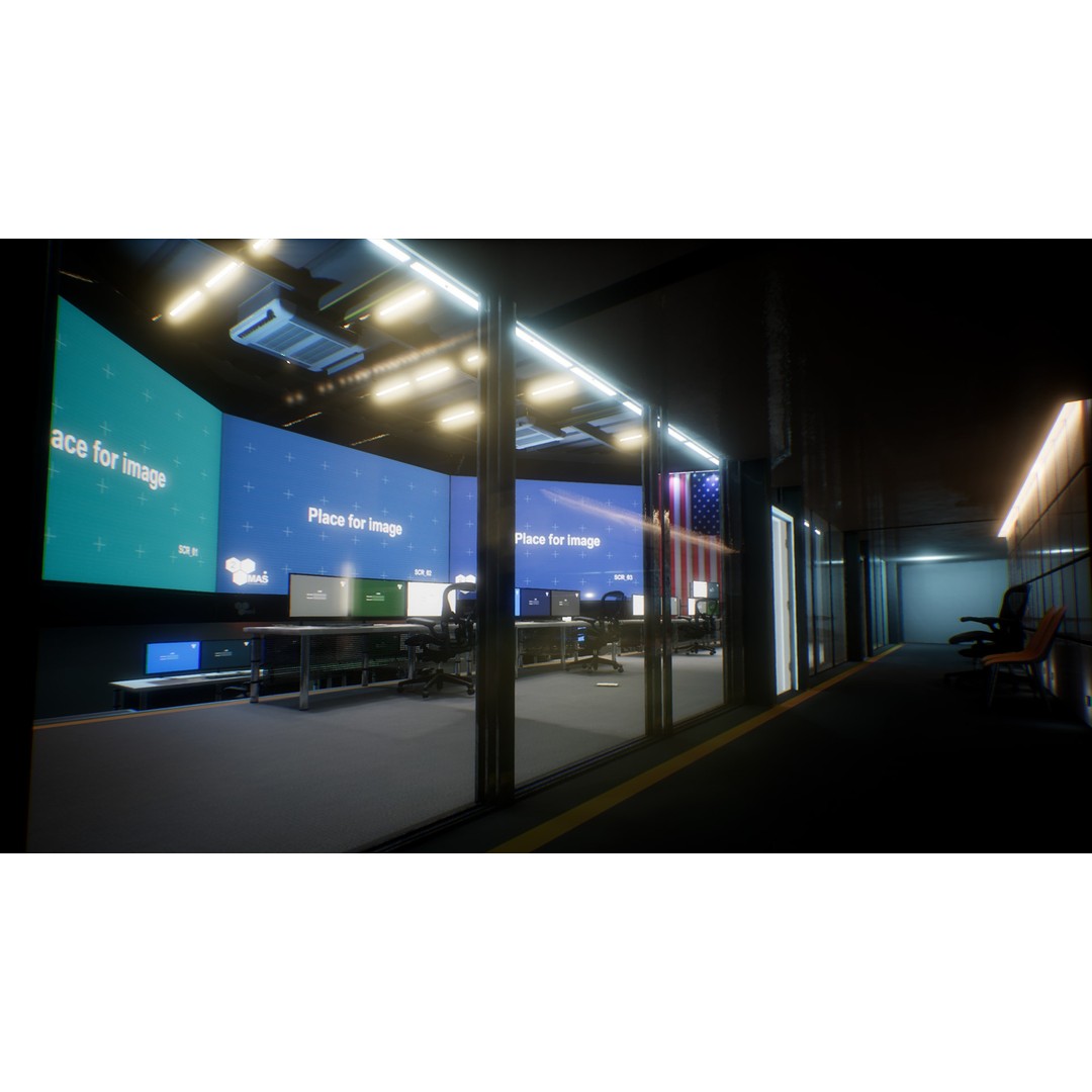 Command Center 3D Model – Low Poly Modular Environment for Unreal - View 7