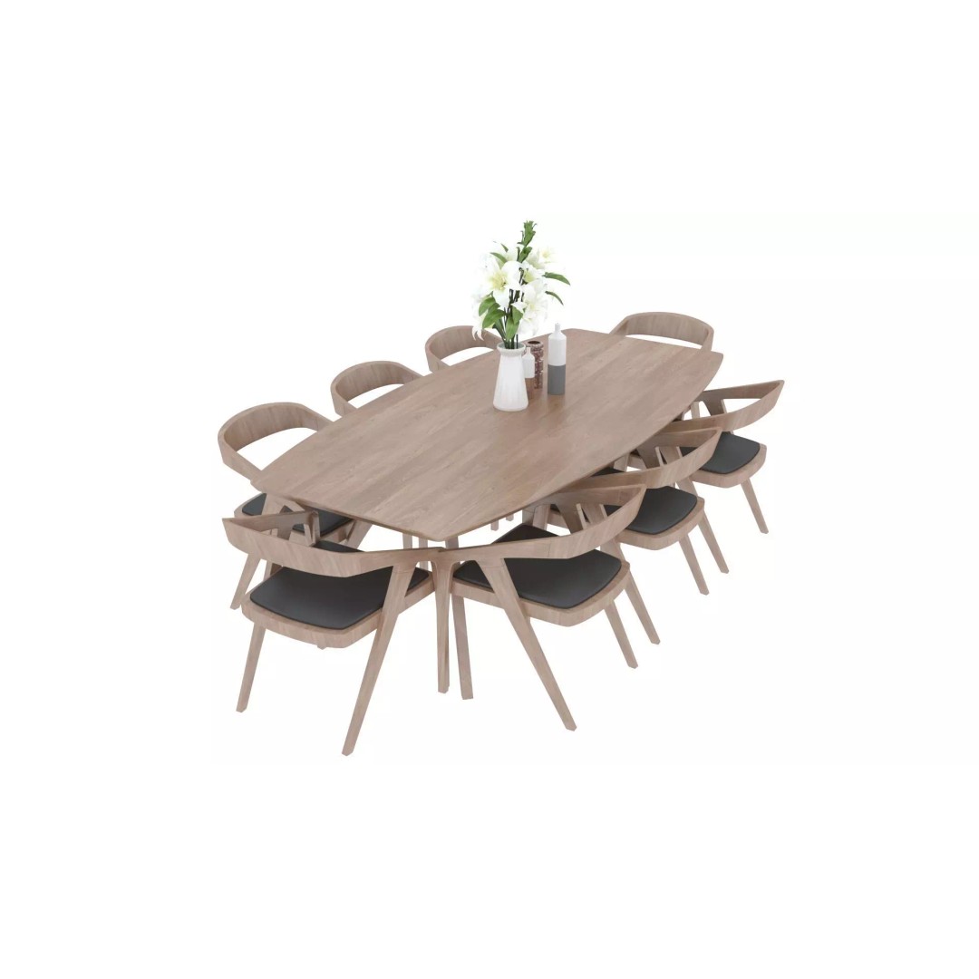 Dining Table and Chairs 3D Model – Fully Textured Interior Asset, FBX - View 11