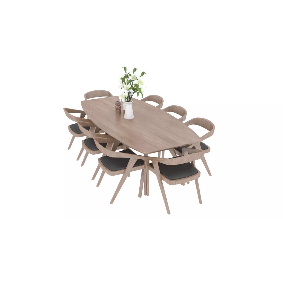 Dining Table and Chairs 3D Model – Fully Textured Interior Asset, FBX - View 14