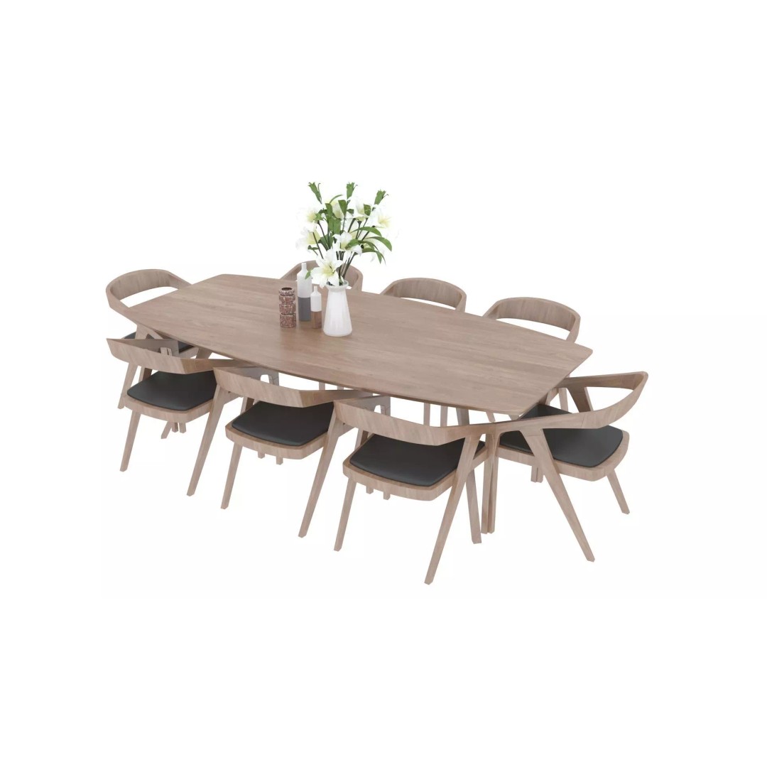 Dining Table and Chairs 3D Model – Fully Textured Interior Asset, FBX - View 15