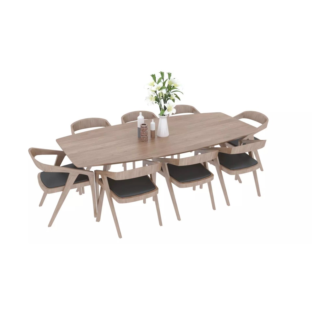Dining Table and Chairs 3D Model – Fully Textured Interior Asset, FBX - View 2