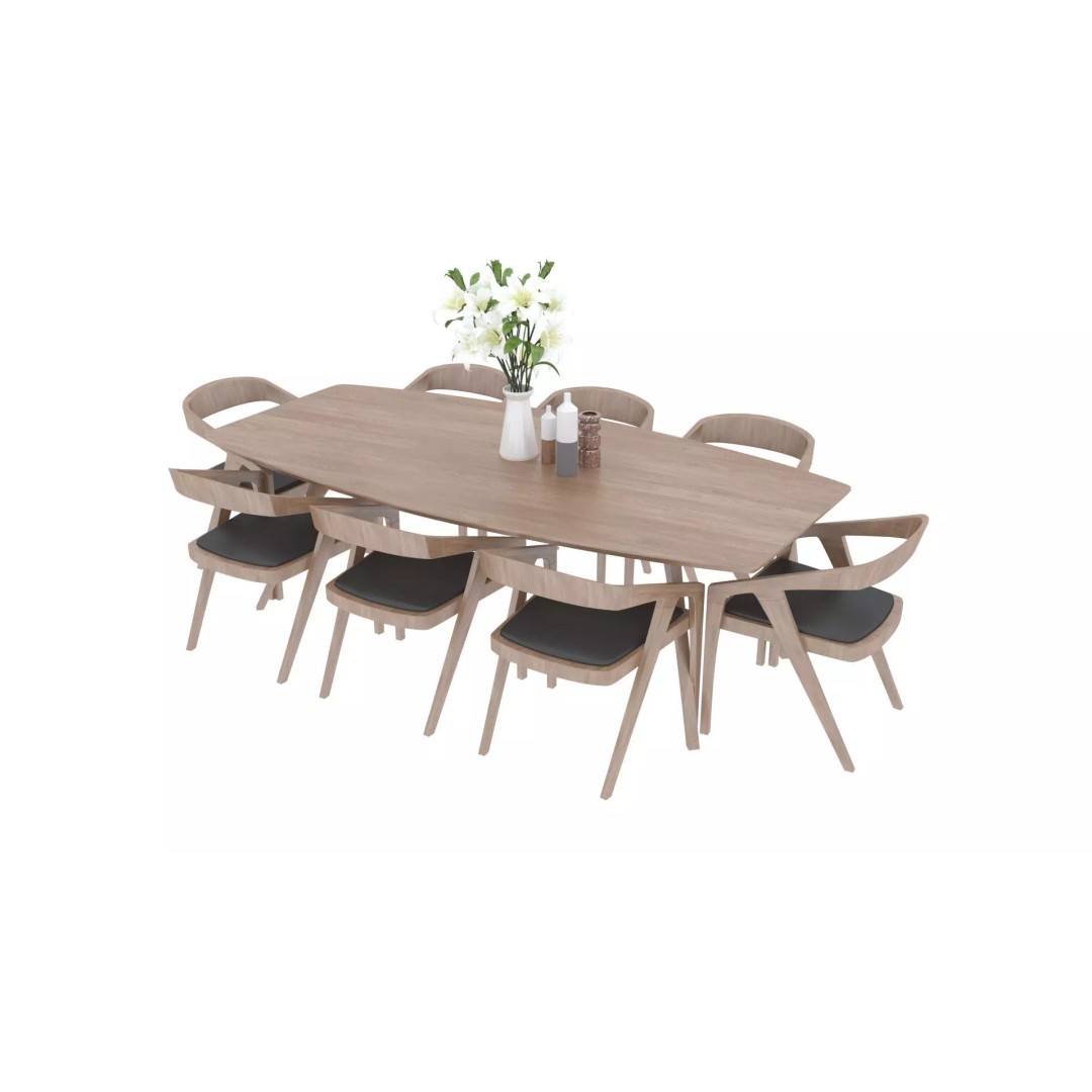 Dining Table and Chairs 3D Model – Fully Textured Interior Asset, FBX - View 7