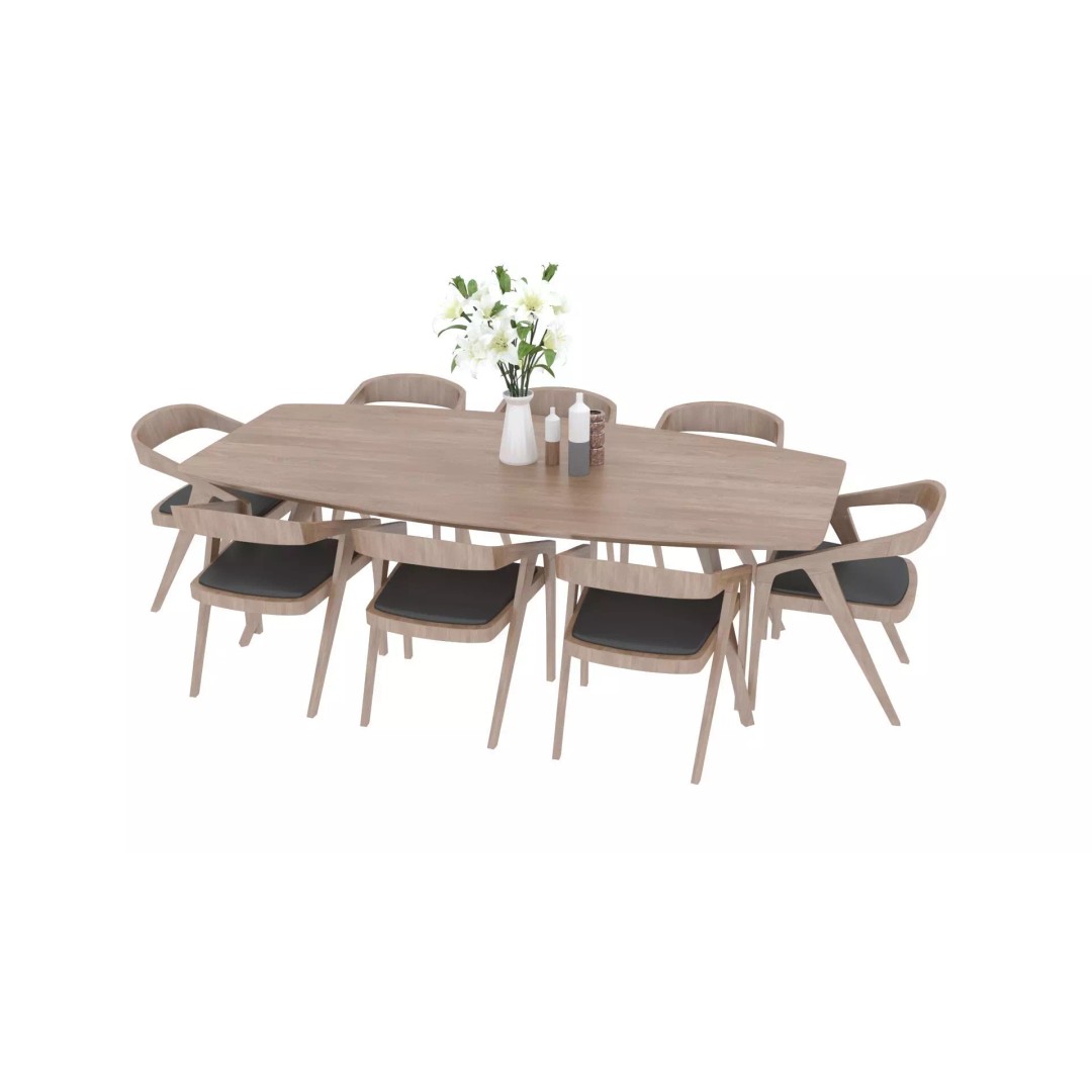 Dining Table and Chairs 3D Model – Fully Textured Interior Asset, FBX - View 8