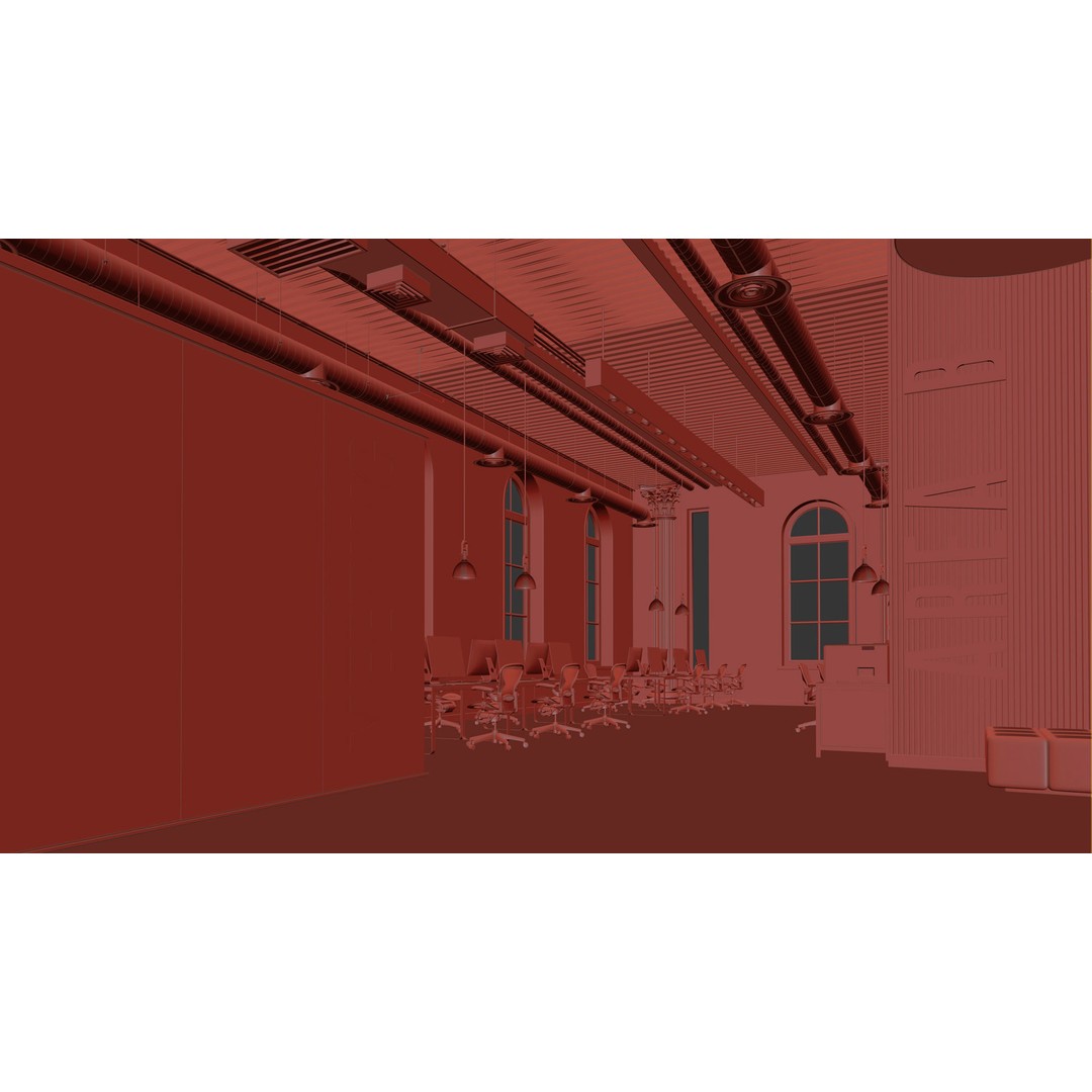 Open Office 3D Model – Detailed Interior Scene for Archviz, FBX