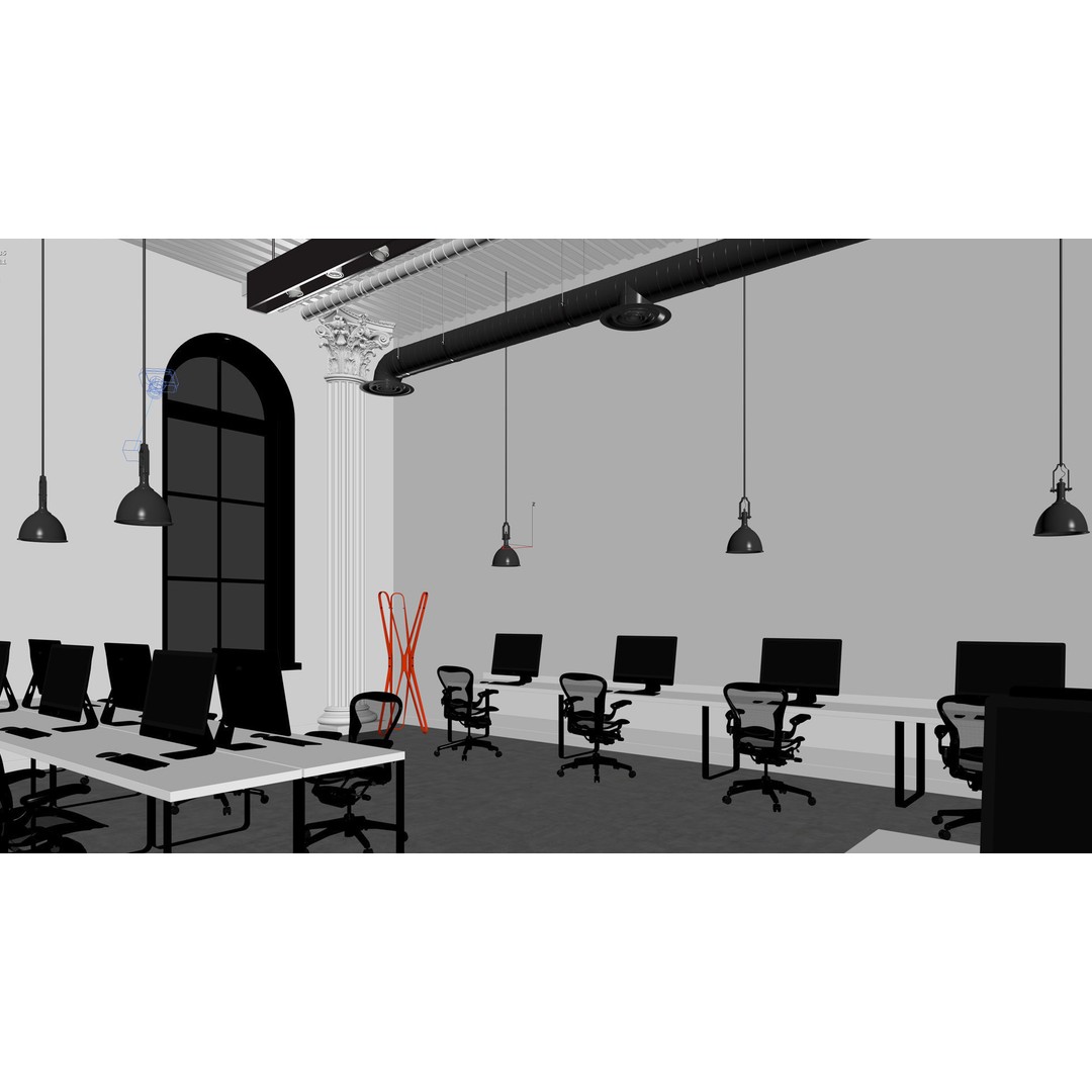 Open Office 3D Model – Detailed Interior Scene for Archviz, FBX - View 10