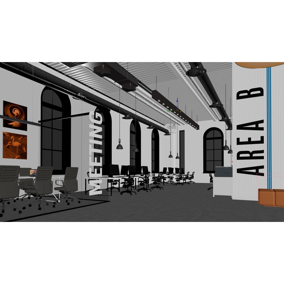 Open Office 3D Model – Detailed Interior Scene for Archviz, FBX - View 12