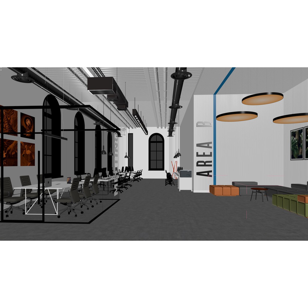 Open Office 3D Model – Detailed Interior Scene for Archviz, FBX - View 13