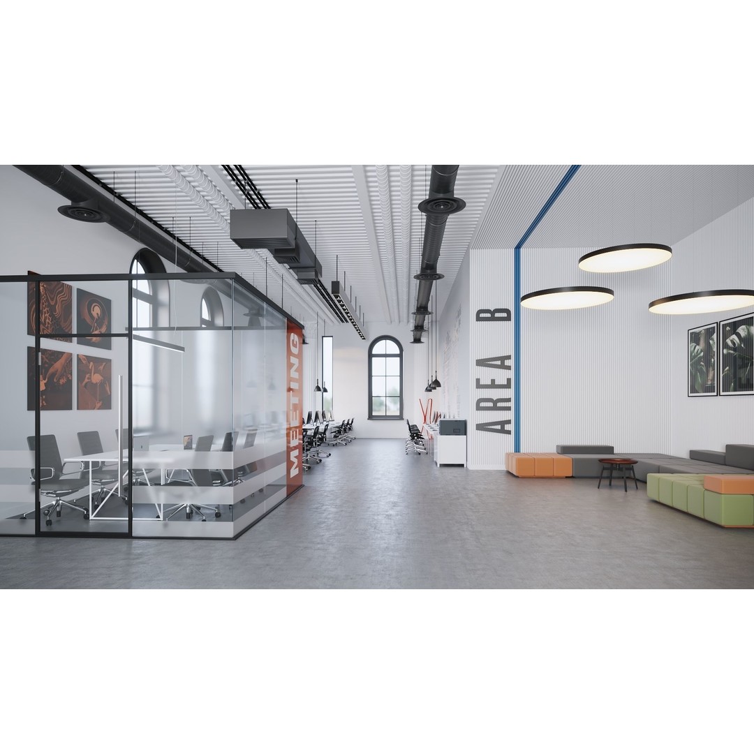 Open Office 3D Model – Detailed Interior Scene for Archviz, FBX - View 3