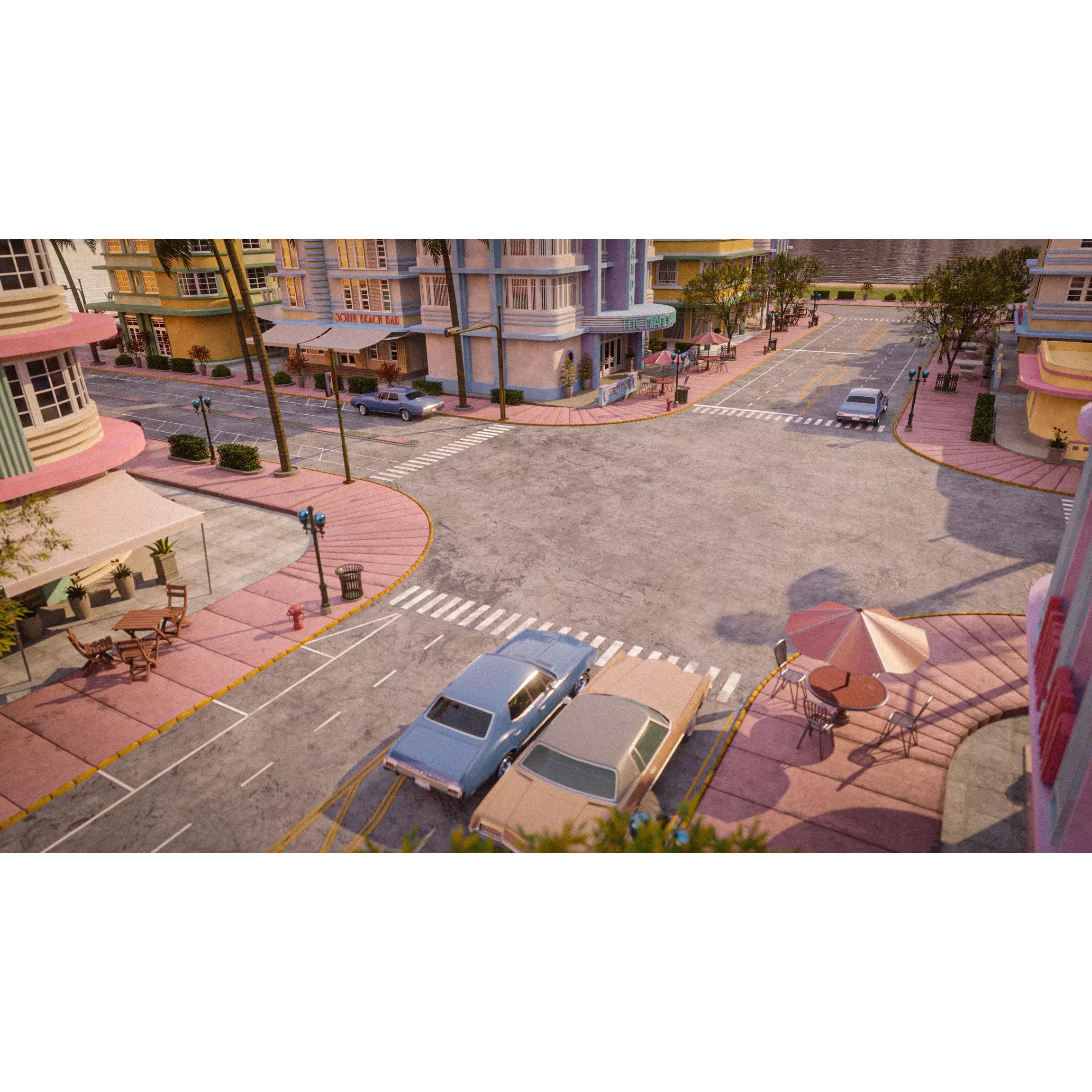 Miami Vice City Art Deco Building - Low-Poly Game-Ready 3D Model - View 4