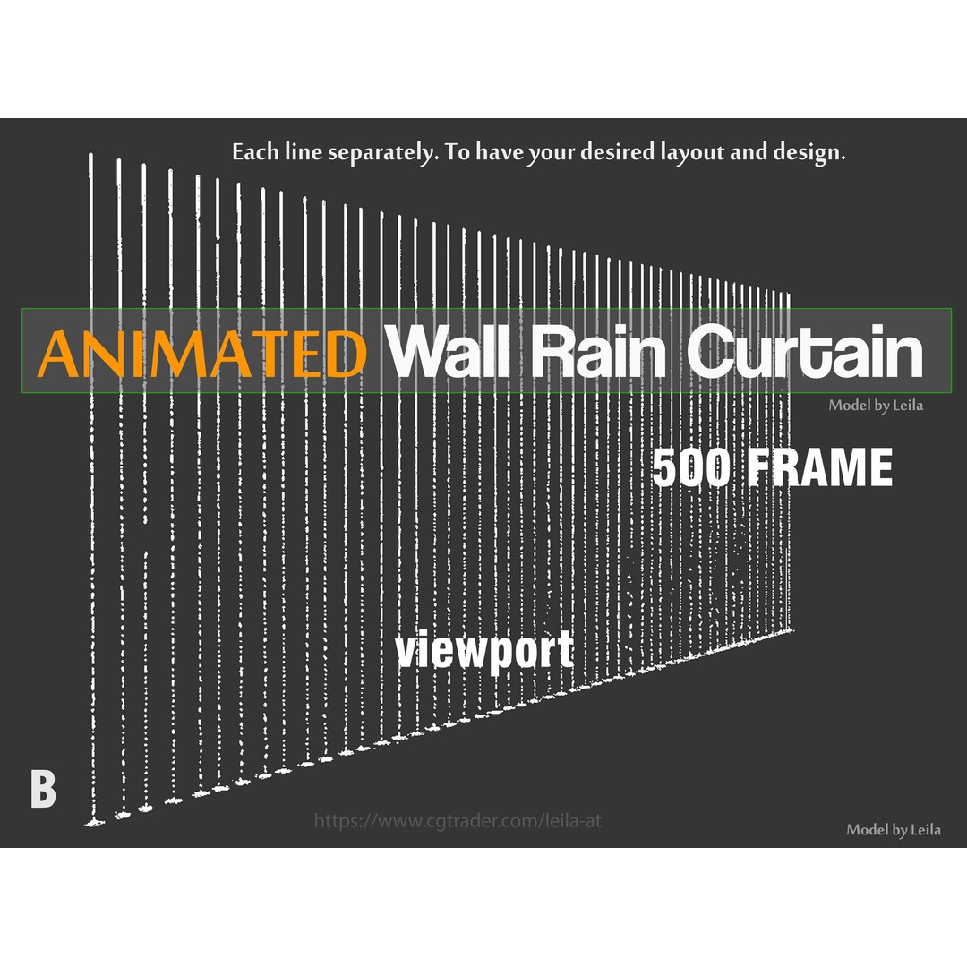 Wall Rain Curtain Waterfall 3D Model – Animated Water Feature, FBX, OBJ