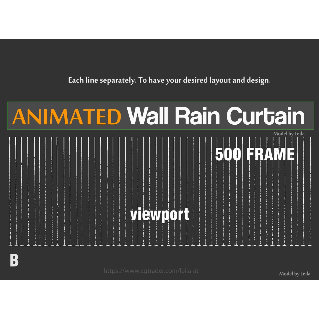 Wall Rain Curtain Waterfall 3D Model – Animated Water Feature, FBX, OBJ - View 10
