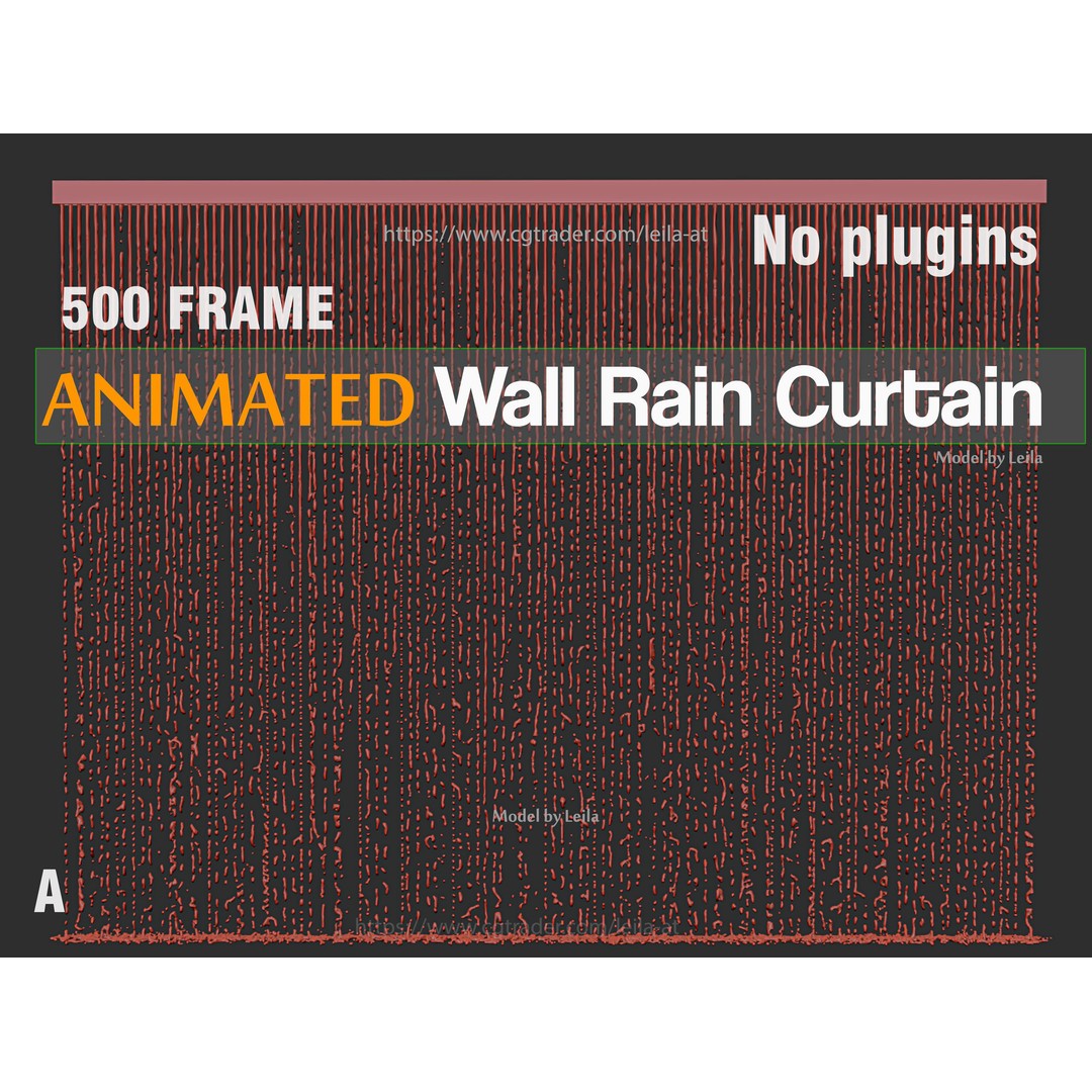 Wall Rain Curtain Waterfall 3D Model – Animated Water Feature, FBX, OBJ - View 4