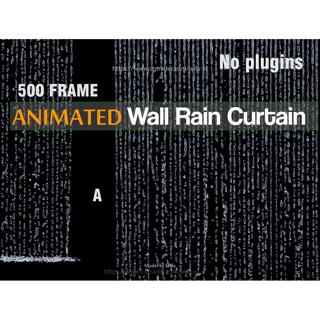 Wall Rain Curtain Waterfall 3D Model – Animated Water Feature, FBX, OBJ - View 5