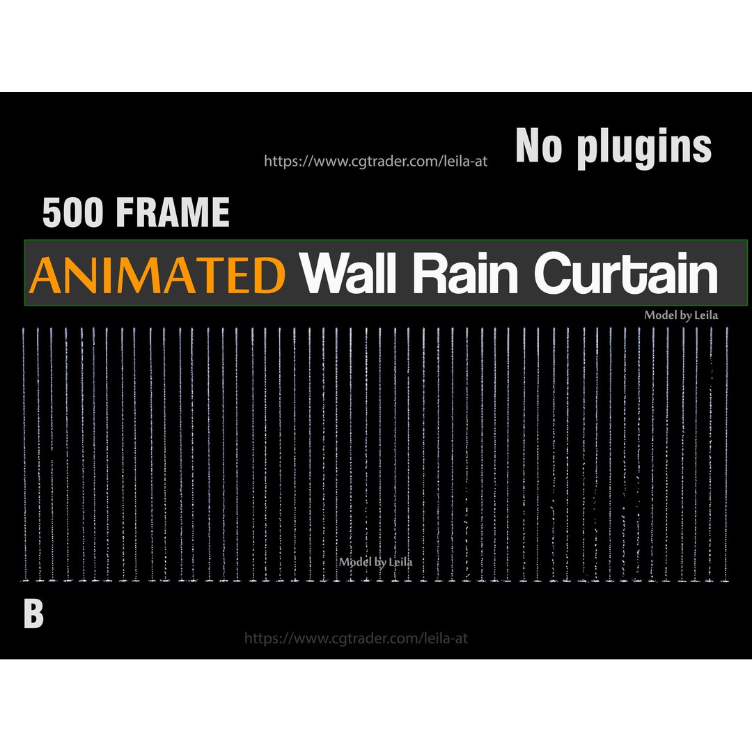 Wall Rain Curtain Waterfall 3D Model – Animated Water Feature, FBX, OBJ - View 6