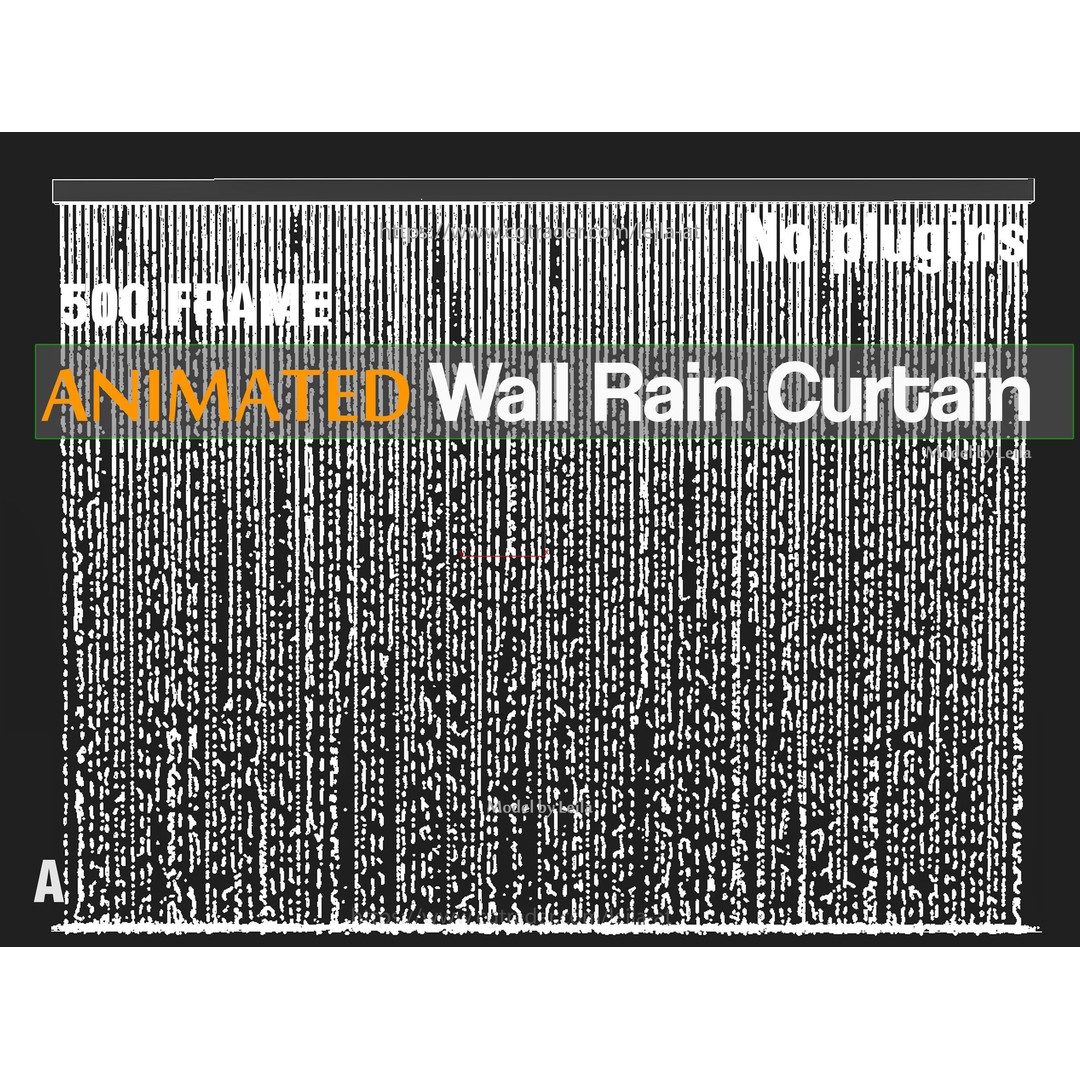 Wall Rain Curtain Waterfall 3D Model – Animated Water Feature, FBX, OBJ - View 7