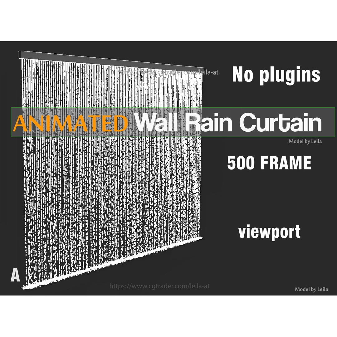 Wall Rain Curtain Waterfall 3D Model – Animated Water Feature, FBX, OBJ - View 8