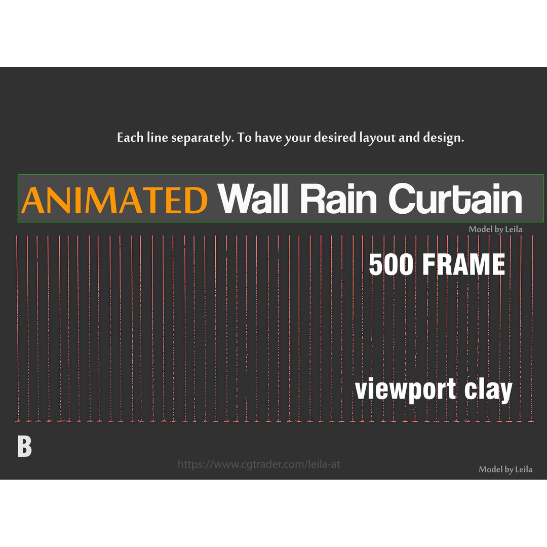 Wall Rain Curtain Waterfall 3D Model – Animated Water Feature, FBX, OBJ - View 9