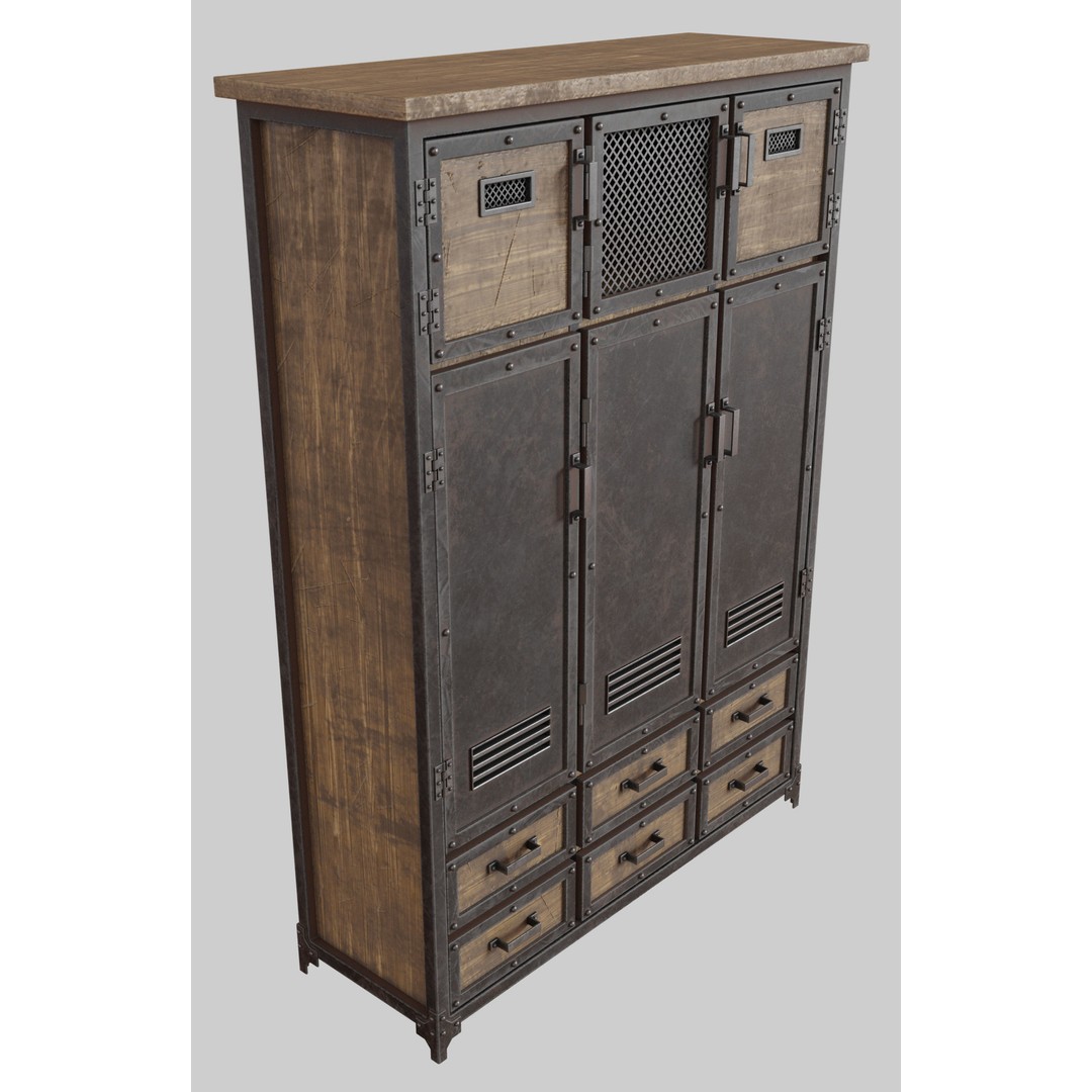 Industrial Cabinets 3D Model – Low Poly Game Asset with PBR Textures - View 4