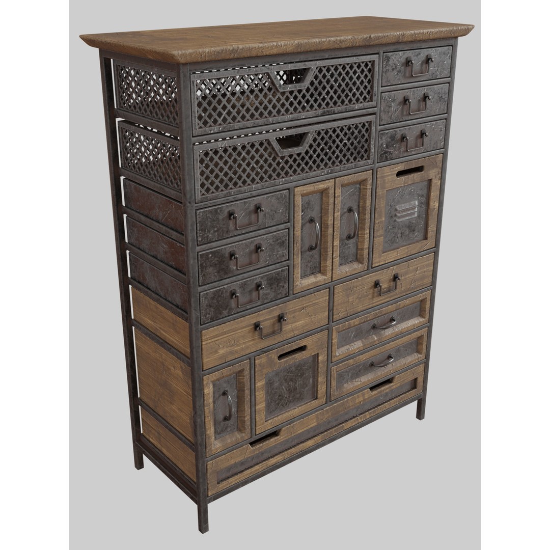 Industrial Cabinets 3D Model – Low Poly Game Asset with PBR Textures - View 6