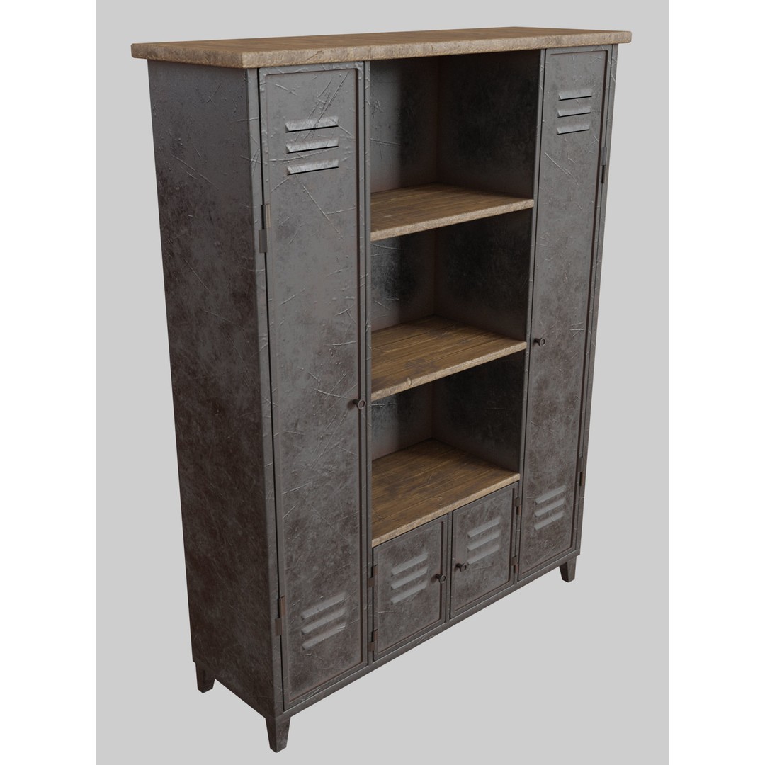 Industrial Cabinets 3D Model – Low Poly Game Asset with PBR Textures - View 7