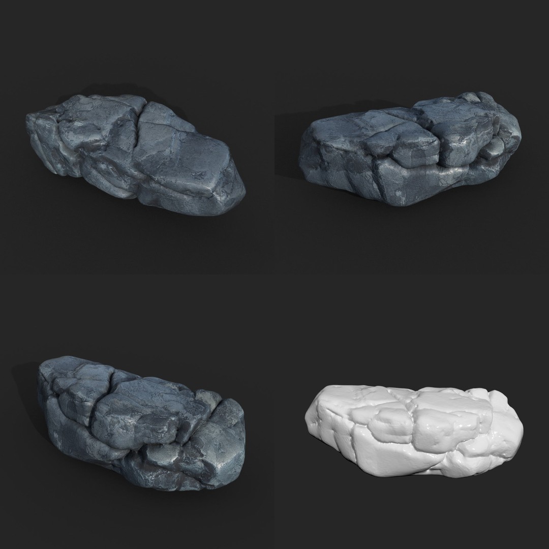 High Poly Boulder 3D Model – Realistic Rock Asset, FBX, PBR