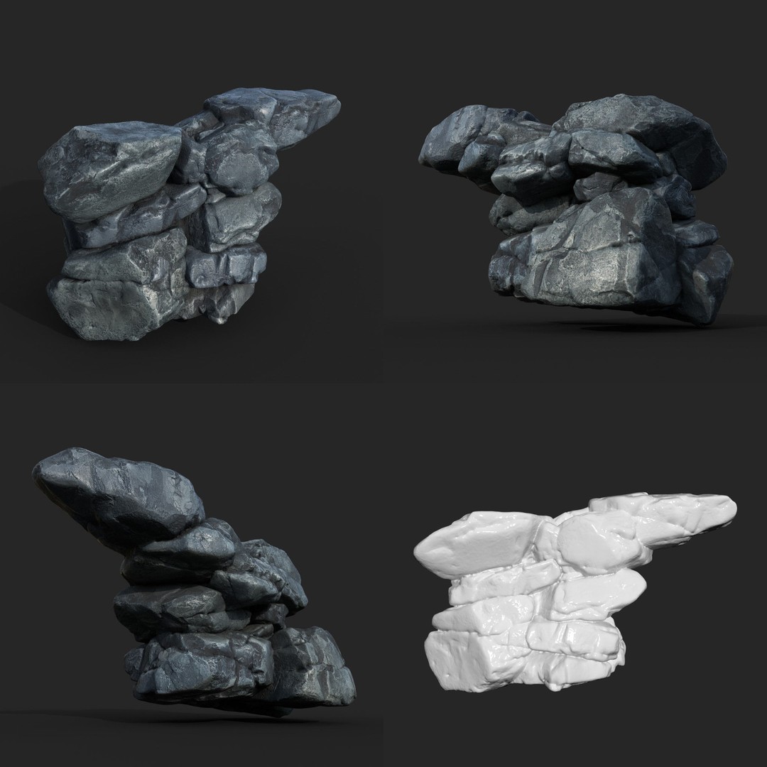 High Poly Boulder 3D Model – Realistic Rock Asset, FBX, PBR - View 12
