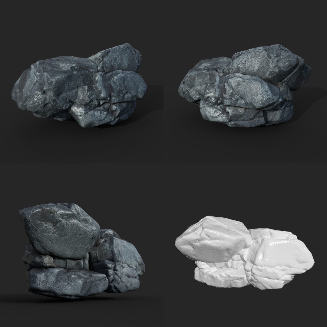 High Poly Boulder 3D Model – Realistic Rock Asset, FBX, PBR - View 4