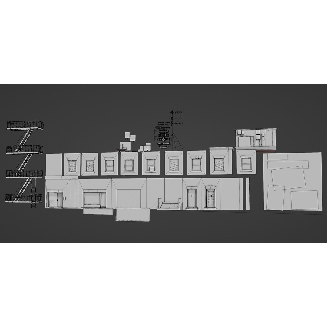New York Building Kit 3D Model – Low Poly Architectural Asset, Blender