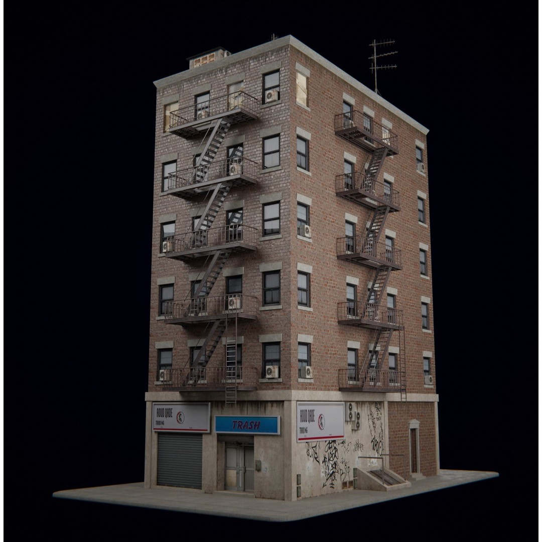 New York Building Kit 3D Model – Low Poly Architectural Asset, Blender - View 3