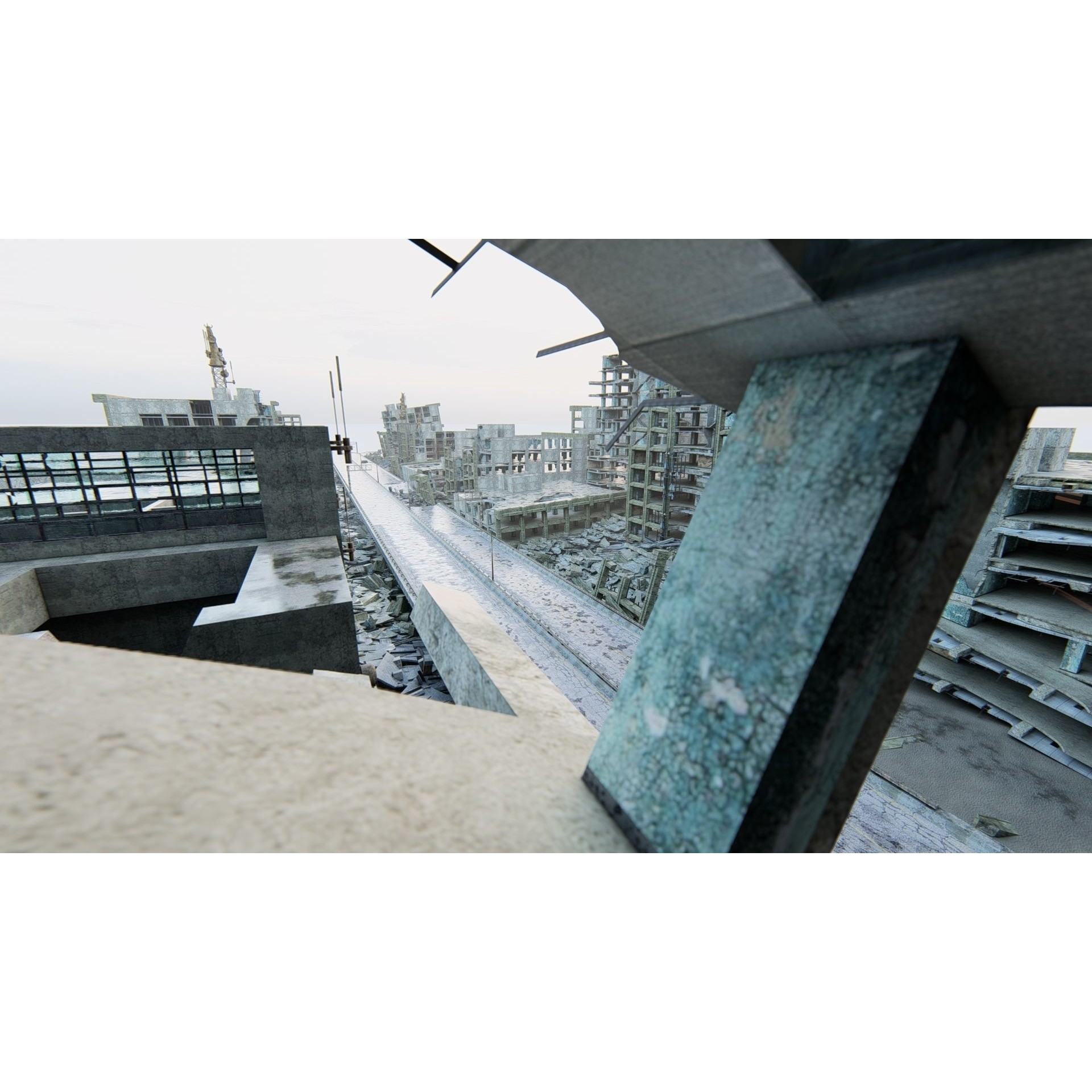 Ruined Cityscape - Game-Ready 3D Model - View 11