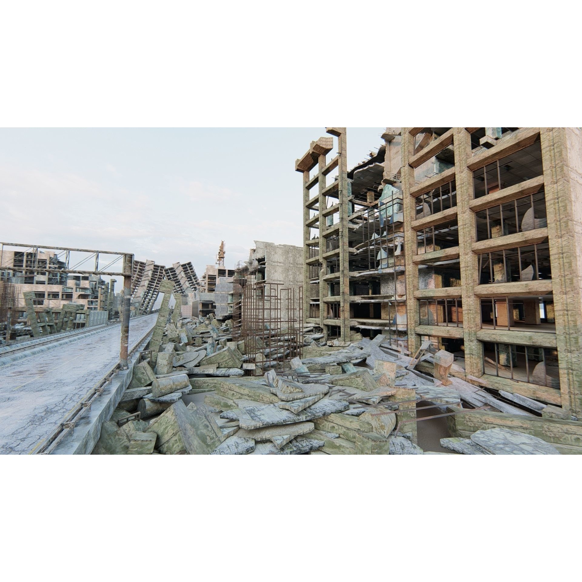 Ruined Cityscape - Game-Ready 3D Model - View 12